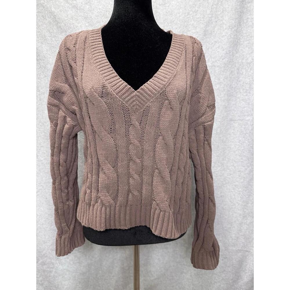 RSQ Women’s Chunky Knit Sweater Medium Drop Shoulder Crop Boho Preppy